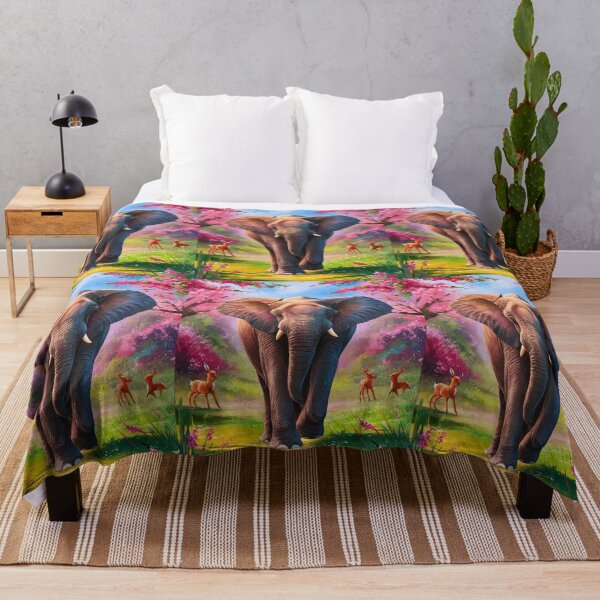 Item preview, Elephant Portrait. Elephant painting, vibrant elephant, vintage elephant, spring season designed and sold by ElephantVibes.