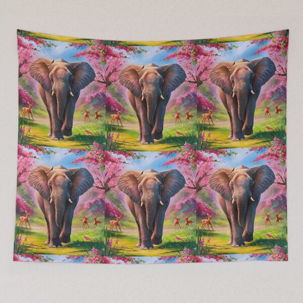 Item preview, Elephant Portrait. Elephant painting, vibrant elephant, vintage elephant, spring season designed and sold by ElephantVibes.