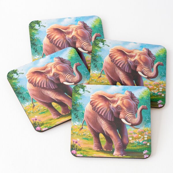 Item preview, Elephant Portrait. Elephant painting, vibrant elephant, vintage elephant, spring season designed and sold by ElephantVibes.