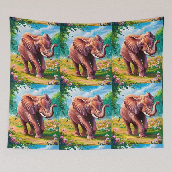 Item preview, Elephant Portrait. Elephant painting, vibrant elephant, vintage elephant, spring season designed and sold by ElephantVibes.