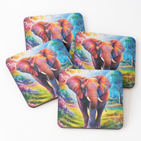 Item preview, Elephant Portrait. Elephant painting, vibrant elephant, vintage elephant, spring season designed and sold by ElephantVibes.