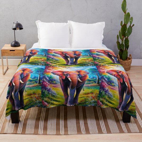 Item preview, Elephant Portrait. Elephant painting, vibrant elephant, vintage elephant, spring season designed and sold by ElephantVibes.