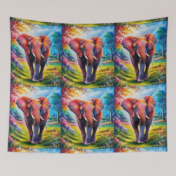 Item preview, Elephant Portrait. Elephant painting, vibrant elephant, vintage elephant, spring season designed and sold by ElephantVibes.
