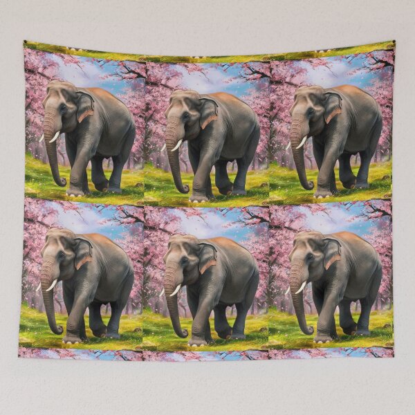 Item preview, Elephant Portrait. Elephant painting, vibrant elephant, vintage elephant, spring season designed and sold by ElephantVibes.