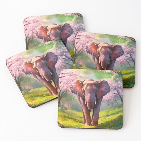 Item preview, Elephant Portrait. Elephant painting, vibrant elephant, vintage elephant, spring season designed and sold by ElephantVibes.