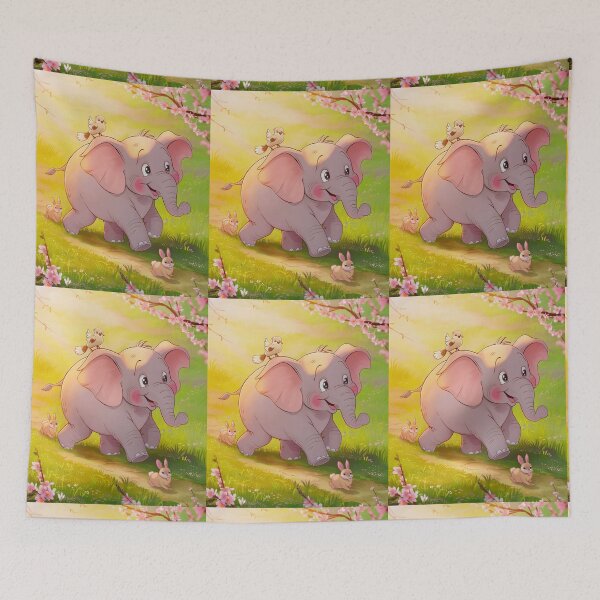 Item preview, Elephant Portrait. Kawaii elephant, vibrant elephant, spring season designed and sold by ElephantVibes.
