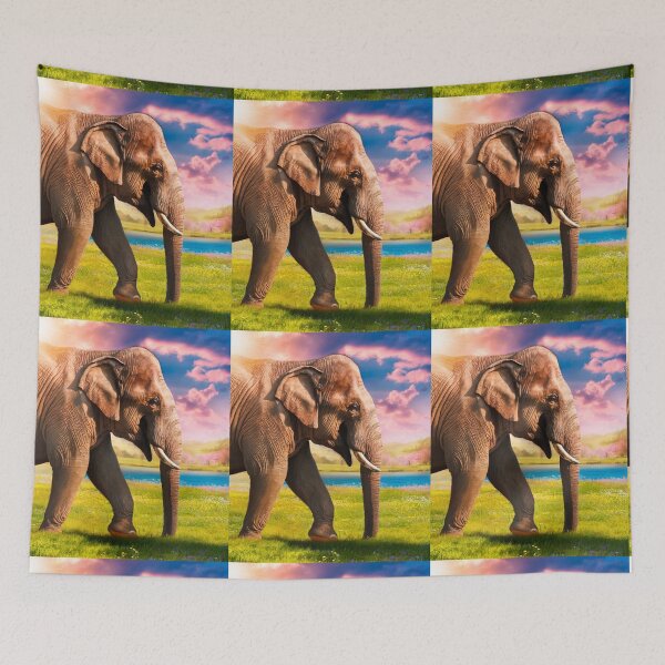 Item preview, Elephant Portrait. Elephant photo, vibrant elephant, vintage elephant, spring season designed and sold by ElephantVibes.