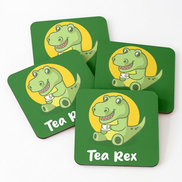 Item preview, T-Rex dino drinking tea (on dark colors) designed and sold by messy-nessie.
