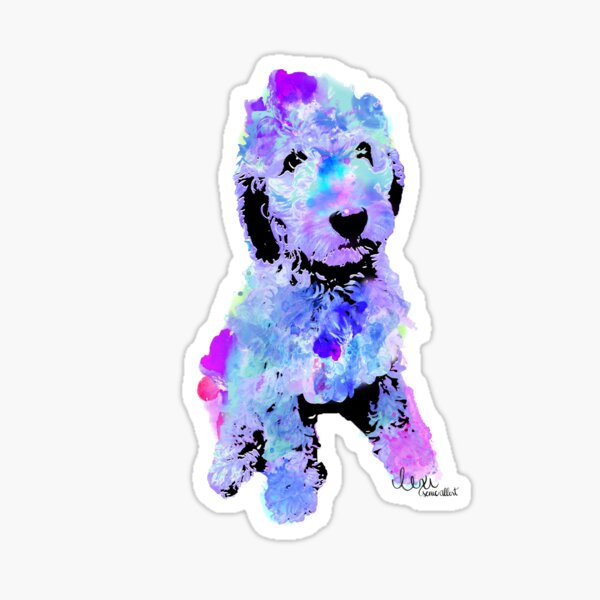 doodle watercolor pet portrait | Branson Sticker