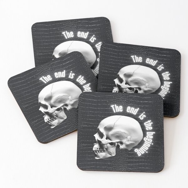 Item preview, The end is the beginning - black and white skull artwork designed and sold by silent-violin.