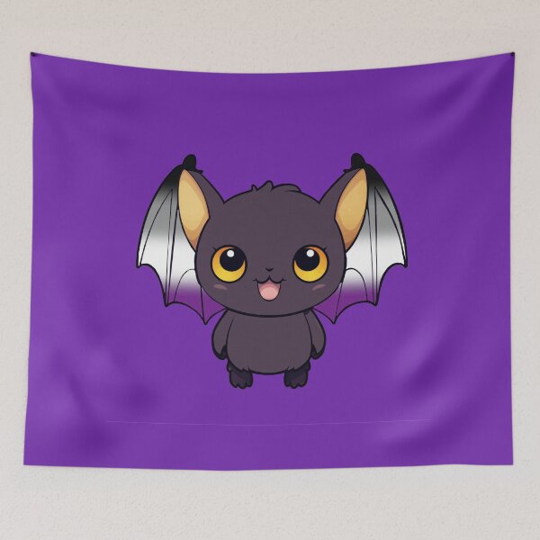 Item preview, Murciélago Kawaii con alas de colores de la bandera del orgullo asexual, lindo diseño de as designed and sold by Travelslightly.