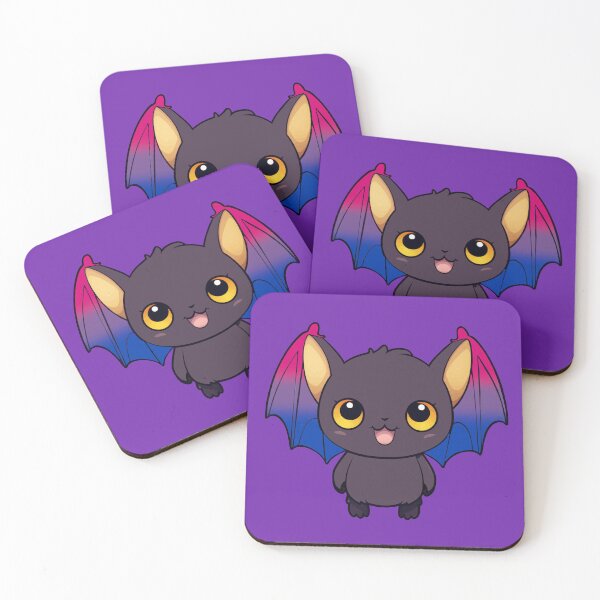 Item preview, Kawaii Bat with Bisexual Pride Flag Colored Wings, Cute Bi Design designed and sold by Travelslightly.