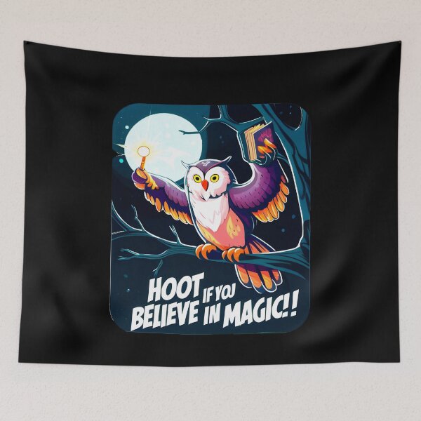 Item preview, Magical Owl with Wand and Spellbook under Full Moon - Hoot if You Believe in Magic! designed and sold by BNCH44.