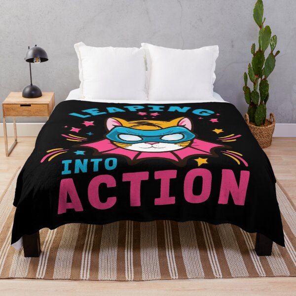 Item preview, Heroic Cat with Mask and Cape Leaping into Action - City Savior After Dark" designed and sold by BNCH44.