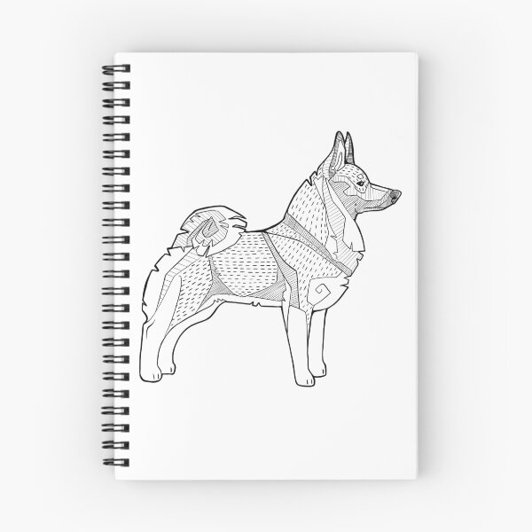 Artikelvorschau, Schwedische Valhund-Rasse, Illustration, Strichzeichnung entworfen und verkauft von WaterbugDesign.