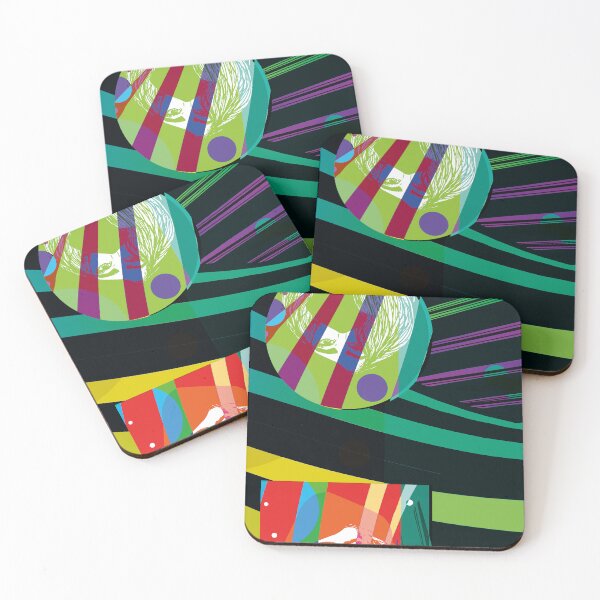 Item preview,  Colorful digital illustration confident girl  covered with a scarf in black background abstract composition circle and  asymmetrical detail  designed and sold by luckyhue.