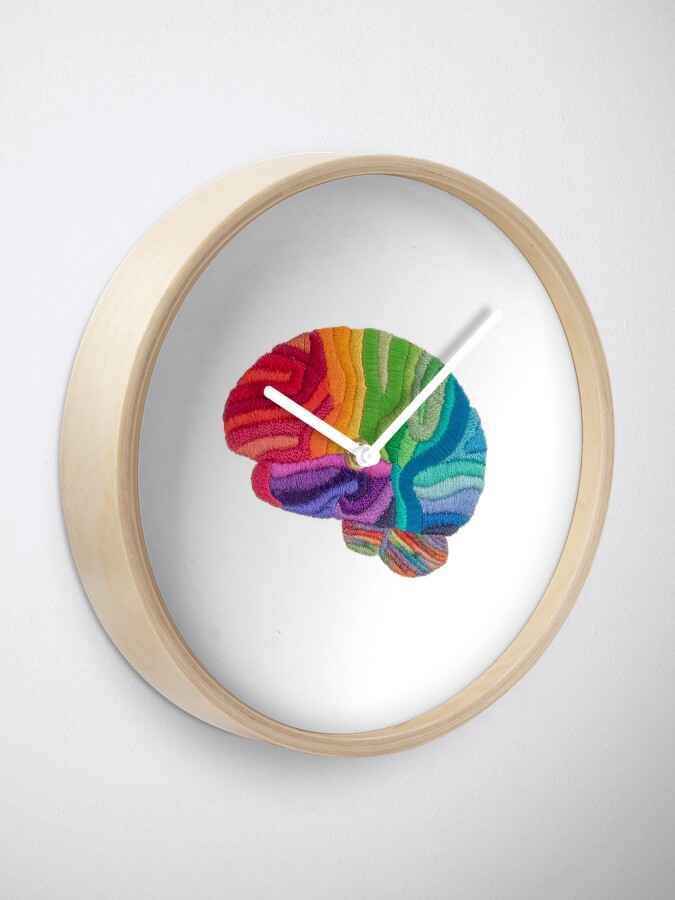 Alternate view of Embroidered Look - Rainbow Brain Clock
