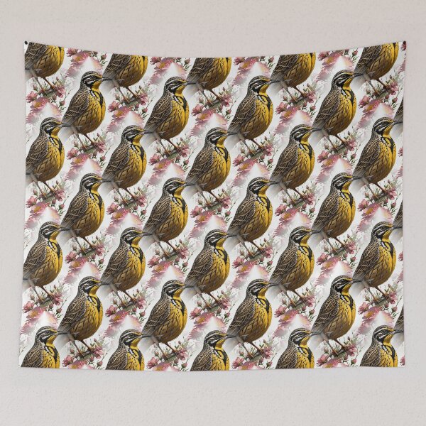 Item preview, Common Western Meadowlark Surrounded By Prairie Roses designed and sold by taiche.