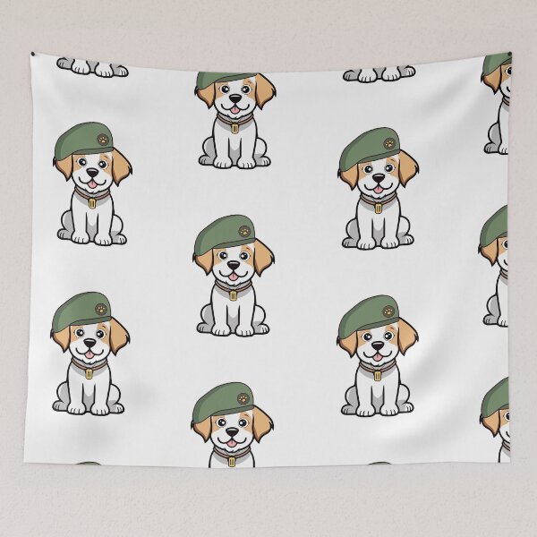 Item preview, Funny Happy Dog green beret designed and sold by Pet Station.