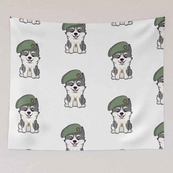 Item preview, Funny Husky Dog green beret designed and sold by Pet Station.