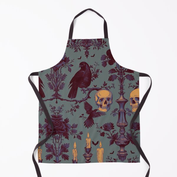 Item preview, Gothic mansion black on blue gray brocade  designed and sold by Artlizzard.