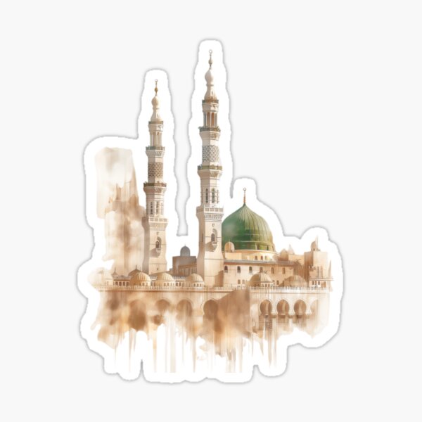Item preview, Mosque An Nabawi Medina Watercolor Style Design designed and sold by Home-Crea-Abode.