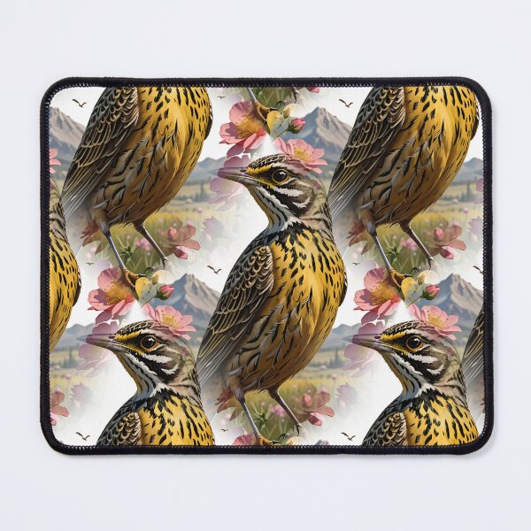 Item preview, Common Western Meadowlark Surrounded By Prairie Roses Pattern 2 designed and sold by taiche.