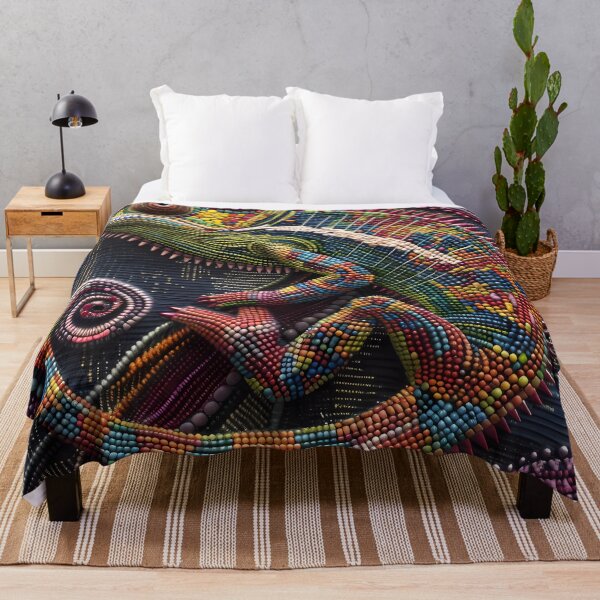 Aperçu de l'œuvre "Massai Embroidery and Chameleon Texture" créée et vendue par Art-Vortex-fr.