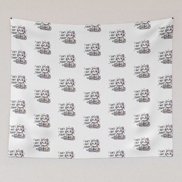 Item preview, Isn't Hot Today - Cute Sweaty Crying Kitty designed and sold by Itsheartshop.