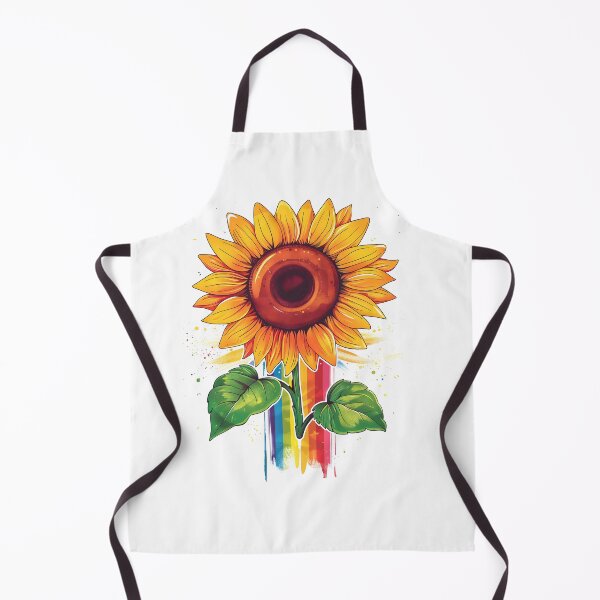 Item preview, beautiful elegant print with a sunflower and a rainbow painted with paints designed and sold by KaterynaKet.