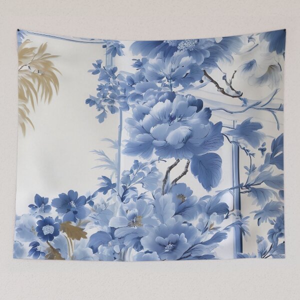 Item preview, Blue and White Floral Chinoiserie  designed and sold by Tamas Das.