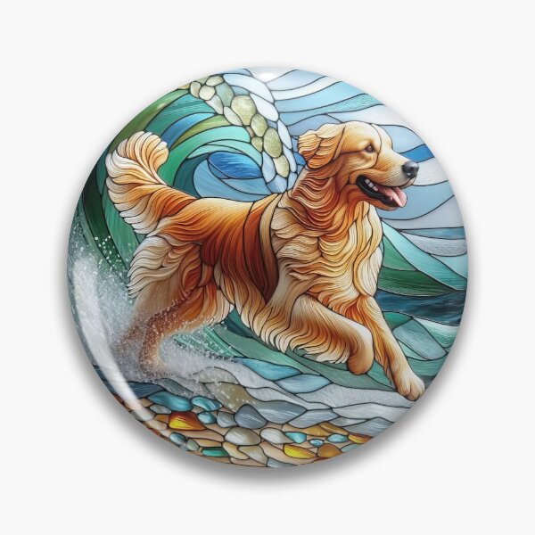 Item preview, Golden Retriever Dog Goldie Beach Glass Waves designed and sold by LazioJoe.