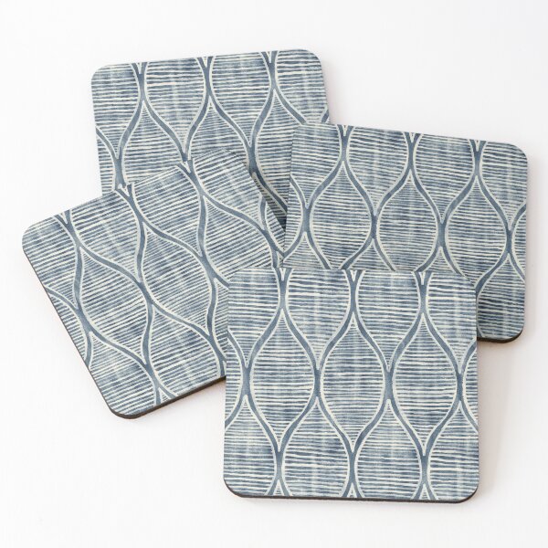 Item preview, Hand Painted Cream Gouache Linework Ogees in Textured Blue Grey Pattern designed and sold by micklyn.