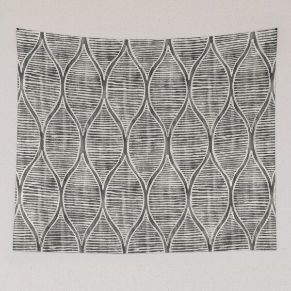 Item preview, Monochrome Grey and Cream Textured Hand Painted Gouache Linework Ogees Pattern designed and sold by micklyn.