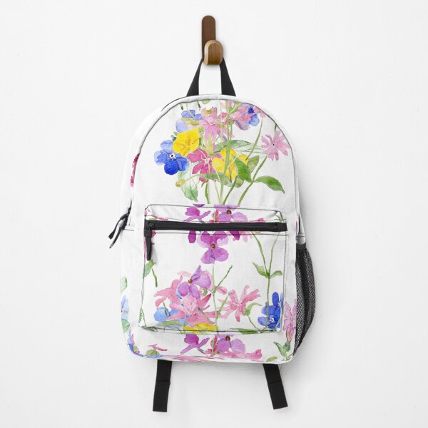 Item preview, pink blue yellow wildflower bouquet hand painted watercolor designed and sold by SelenePaintings .