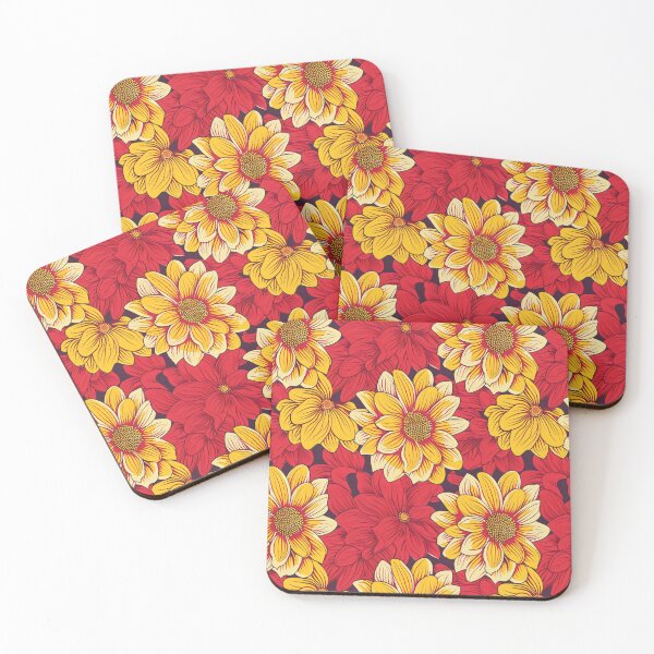 Item preview, Vibrant Red and Yellow Sicilian Floral Tile Pattern designed and sold by VoyteksDesigns.