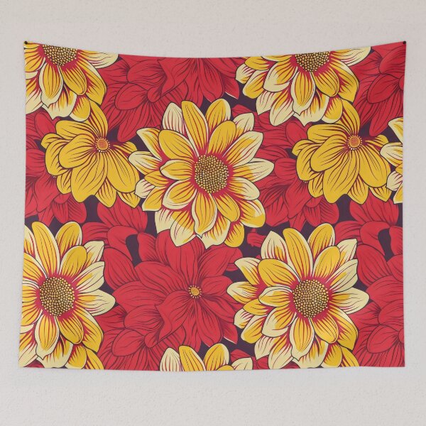 Item preview, Vibrant Red and Yellow Sicilian Floral Tile Pattern designed and sold by VoyteksDesigns.