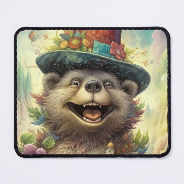 Item preview, Whimsical Grizzly in a Wonderland Hat designed and sold by Sillytoe.