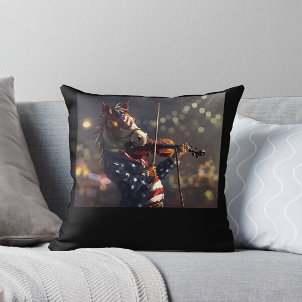 Artikelvorschau, Patriotisches Pferd spielt Geigenkunst Geigenkunst, einzigartige Tiermusikkunst, American Flag -Thema, skurrile Fantasy -Kunst, Musikliebhaber Kunst 6 entworfen und verkauft von MiracleROLArt.
