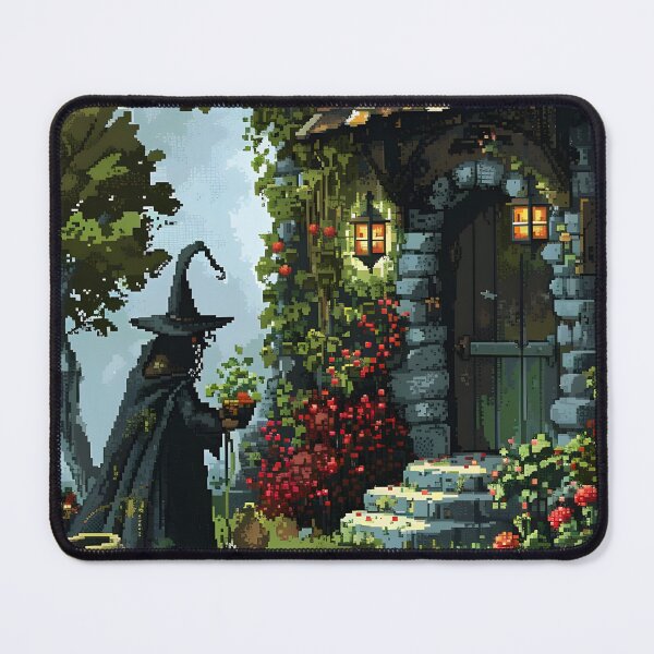 Item preview, A witch collecting herbs from the garden PIXEL ART designed and sold by HappyStickBike.