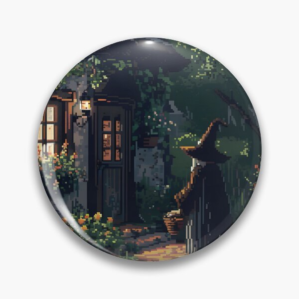 Item preview, A witch collecting herbs from the garden PIXEL ART designed and sold by HappyStickBike.