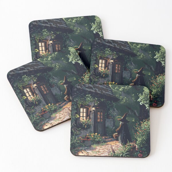 Item preview, A witch collecting herbs from the garden PIXEL ART designed and sold by HappyStickBike.