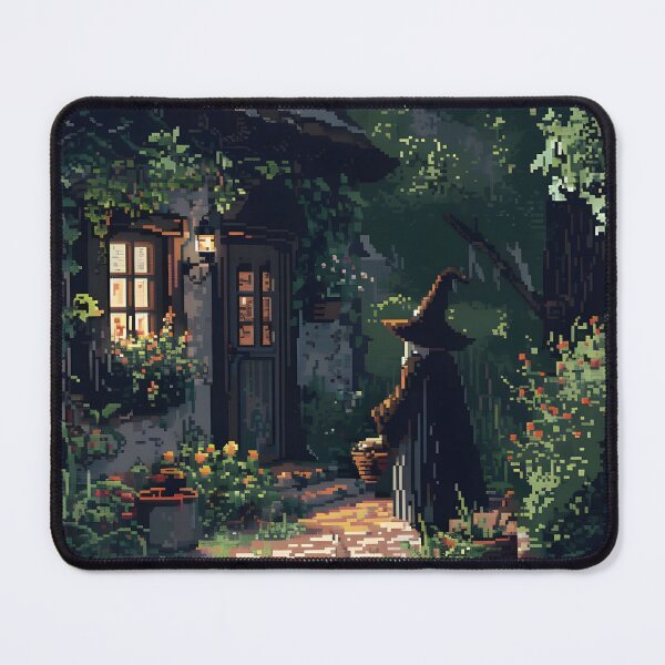 Item preview, A witch collecting herbs from the garden PIXEL ART designed and sold by HappyStickBike.
