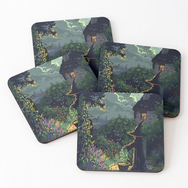 Item preview, A witch collecting herbs from the garden PIXEL ART designed and sold by HappyStickBike.