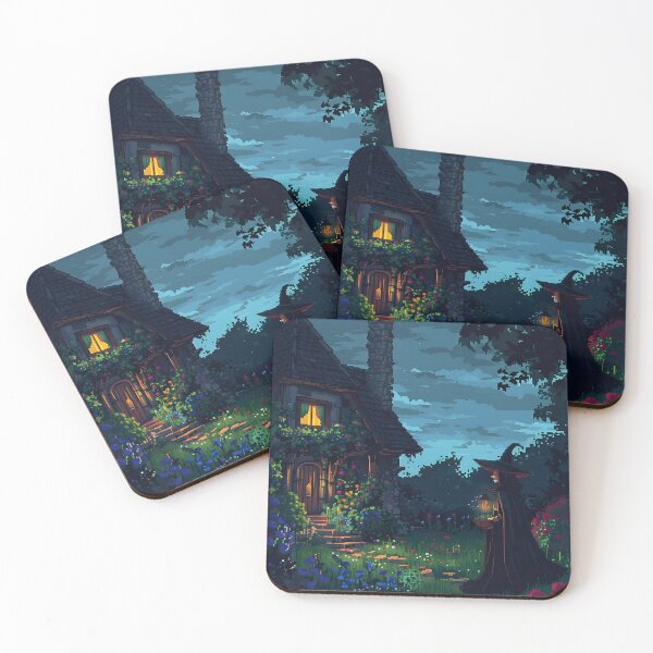 Item preview, A witch collecting herbs from the garden PIXEL ART designed and sold by HappyStickBike.
