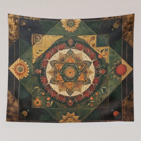 Item preview, Sunlit Scripts and Verdant Visions: A Celestial Ballet in Bloom in Modern Mandala Art designed and sold by Vic Torys ☆.