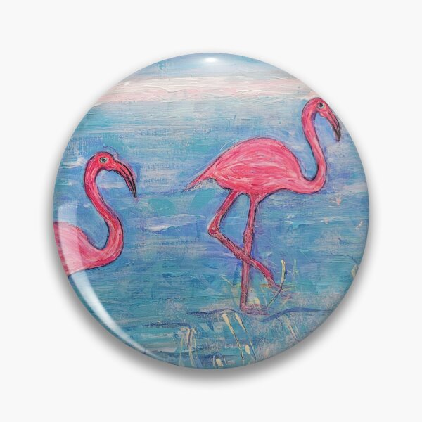 Item preview, Two flamingos in the salt water of Chile designed and sold by margikunst.