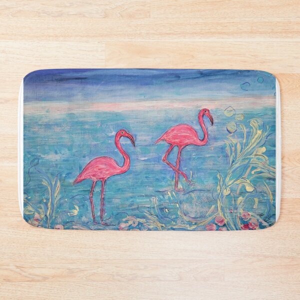 Item preview, Two flamingos in the salt water of Chile designed and sold by margikunst.