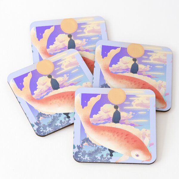 Item preview, Dreamy Solarpunk Japanese Inspired // Digital Art // Koi Fish // designed and sold by StarryPopStuff.