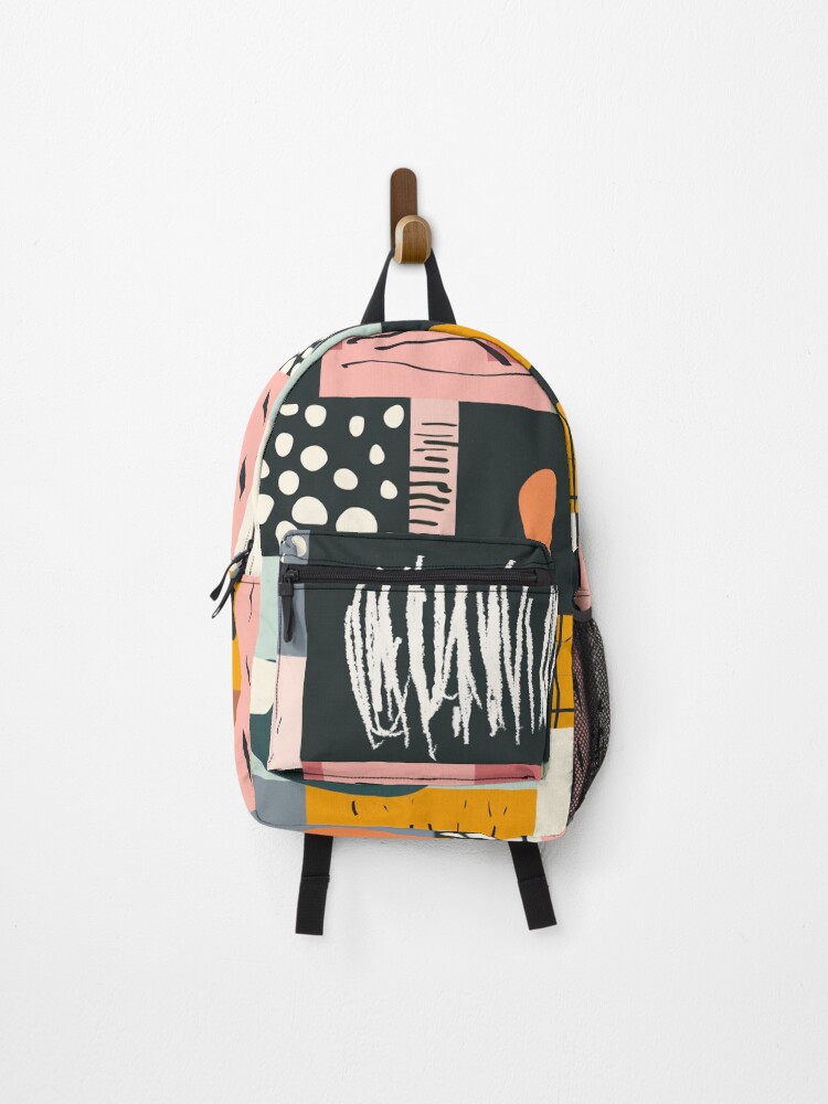 Thumbnail 1 of 3, Backpack, Modern patchwork illustration designed and sold by WonderworkLI.